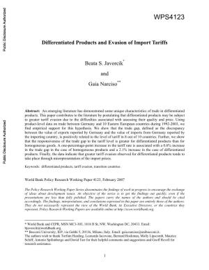 Differentiated Products and Evasion of Import Tariffs