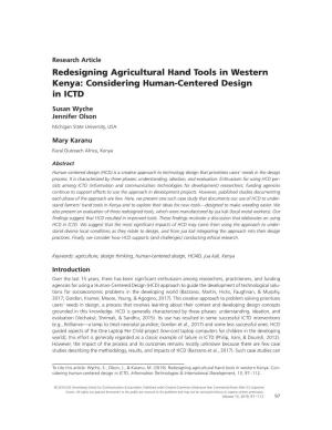 Redesigning Agricultural Hand Tools in Western Kenya WYCHE, OLSON, KARANU