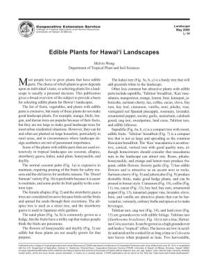 Edible Plants for Hawai'i Landscapes
