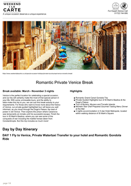 Romantic Private Venice Break