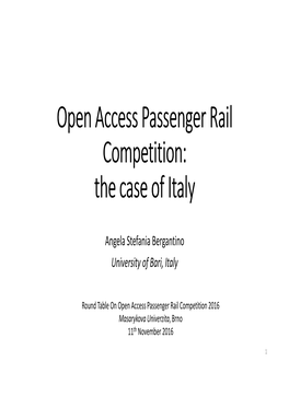 Open Access Passenger Rail Competition: the Case of Italy