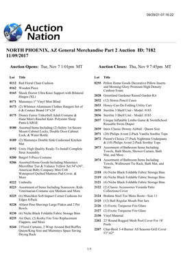 NORTH PHOENIX, AZ General Merchandise Part 2 Auction ID: 7182 11/09/2017