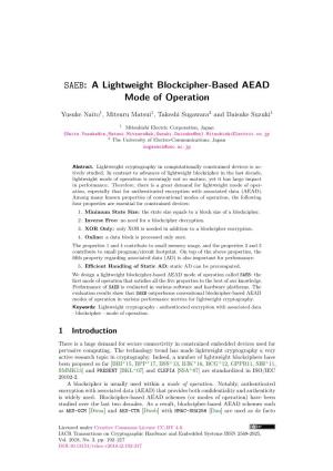 SAEB: a Lightweight Blockcipher-Based AEAD Mode of Operation