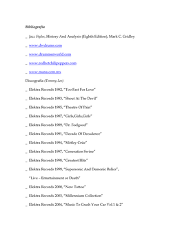 Bibliografía Jazz Styles, History and Analysis (Eighth Edition), Mark C