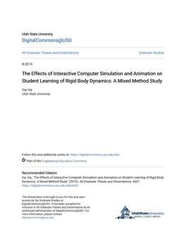The Effects of Interactive Computer Simulation and Animation on Student Learning of Rigid Body Dynamics: a Mixed Method Study