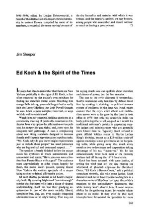 Ed Koch & the Spirit of the Times