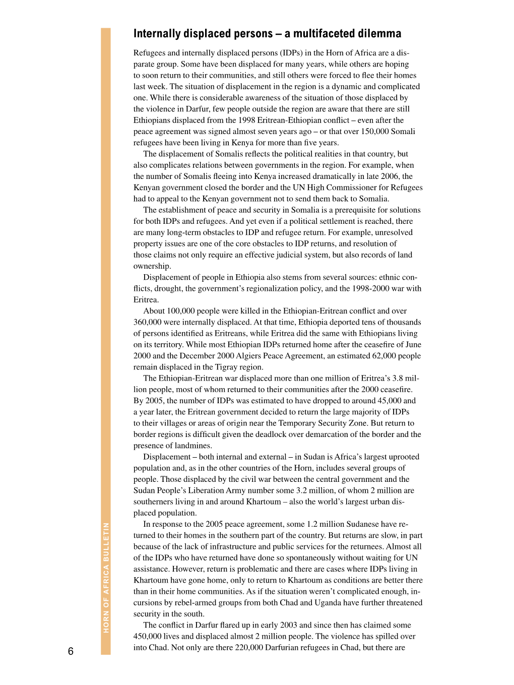 Internally Displaced Persons (Idps) in the Horn of Africa Are a Dis Internally Displaced Persons – a Multifaceted Dilemma Into Chad