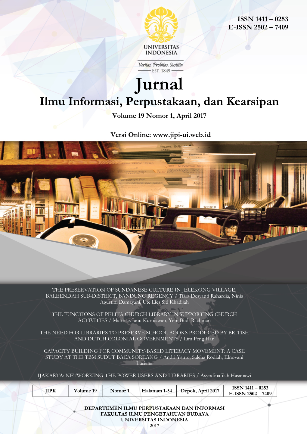 Jurnal Ilmu Informasi, Perpustakaan, Dan Kearsipan