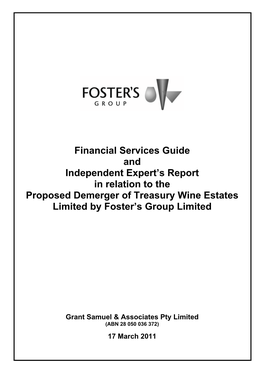 Financial Services Guide and Independent Expert's Report In