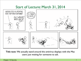 Start of Lecture: March 31, 2014