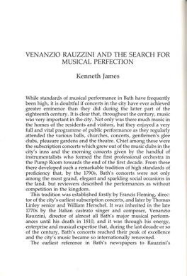 Venanzio Rauzzini and the Search for Musical Perfection