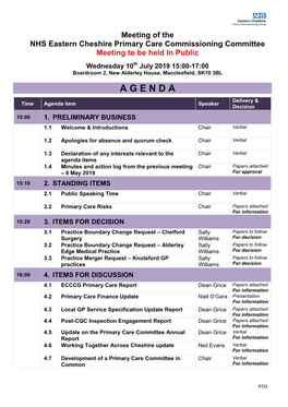 PCCC Agenda and Papers July 2019