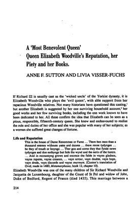 Queen Elizabeth Woodville's Reputation