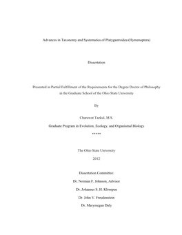 Advances in Taxonomy and Systematics of Platygastroidea (Hymenoptera)