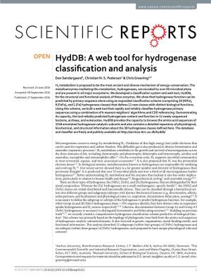 A Web Tool for Hydrogenase Classification and Analysis Dan Søndergaard1, Christian N