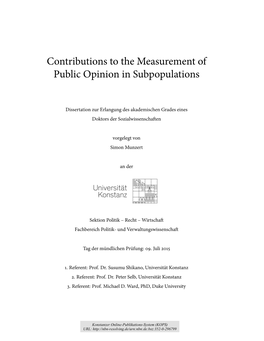 Contributions to the Measurement of Public Opinion in Subpopulations