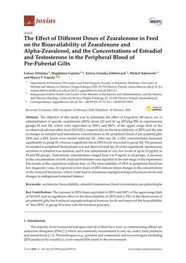 The Effect of Different Doses of Zearalenone in Feed on The