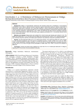 Interleukin 1-Α: a Modulator of Melanocyte Homeostasis in Vitiligo