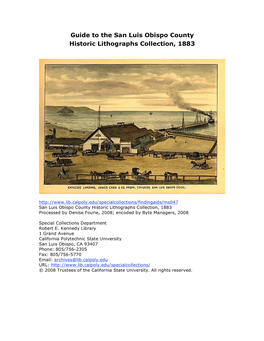 Guide to the San Luis Obispo County Historic Lithographs Collection, 1883