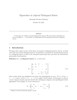 Eigenvalues of a Special Tridiagonal Matrix