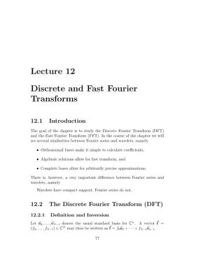 Lecture 12 Discrete and Fast Fourier Transforms
