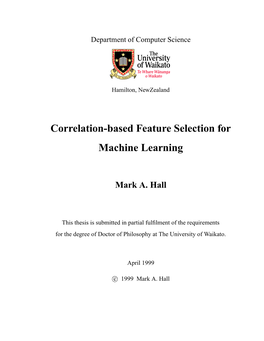 Correlation-Based Feature Selection for Machine Learning