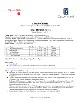 Chubb Classic Final-Round Notes