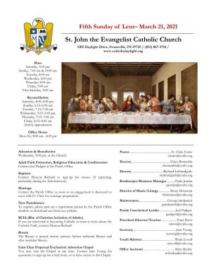 March 21, 2021 St. John the Evangelist Catholic Church