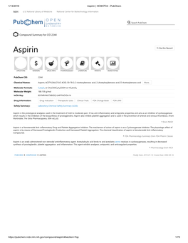 Aspirin | HC9H7O4 - Pubchem