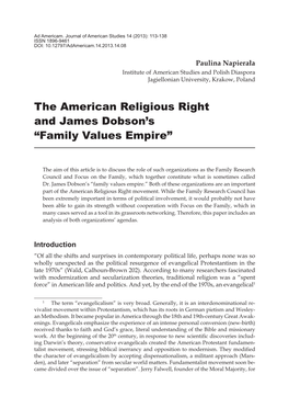 The American Religious Right and James Dobson's