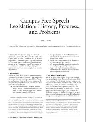Campus Free-Speech Legislation: History, Progress, and Problems