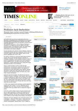 Professor Jack Darbyshire | Times Online Obituary 13/12/2009 23:17