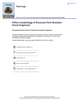 Pollen Morphology of Rutaceae from Brazilian Forest Fragments