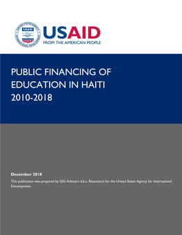 Public Financing of Education in Haiti 2010-2018