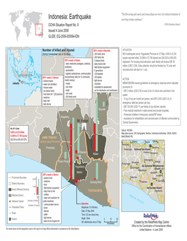 Indonesia: Earthquake Surviving Victims Continues.” OCHA Situation Report No