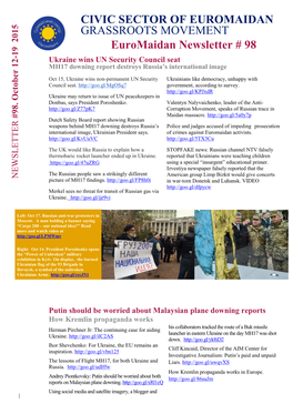 Euromaidan Newsletter # 98 CIVIC SECTOR OF