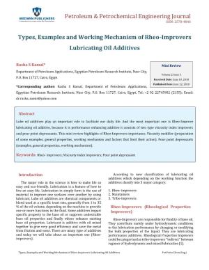 Types, Examples and Working Mechanism of Rheo-Improvers Lubricating Oil Additives