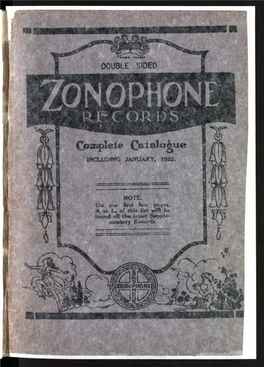 Zonophone Records Complete Catalogue 1922
