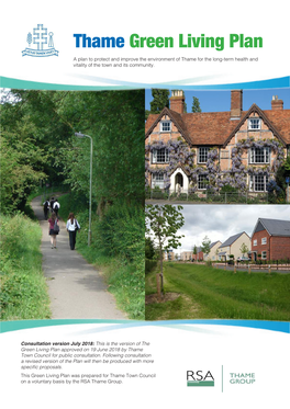 Thame Green Living Plan a Plan to Protect and Improve the Environment of Thame for the Long-Term Health and Vitality of the Town and Its Community