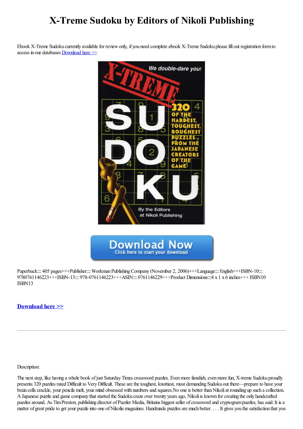 X-Treme Sudoku by Editors of Nikoli Publishing