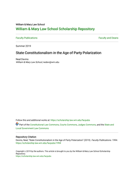 State Constitutionalism in the Age of Party Polarization