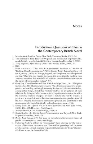 Introduction: Questions of Class in the Contemporary British Novel