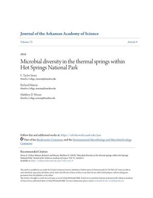 Microbial Diversity in the Thermal Springs Within Hot Springs National Park E