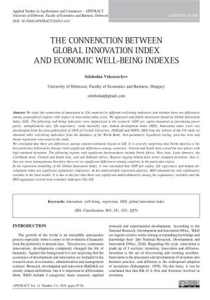 The Connenction Between Global Innovation Index and Economic Well-Being Indexes