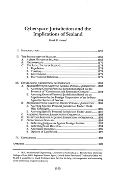 Cyberspace Jurisdiction and the Implications of Sealand Frankb