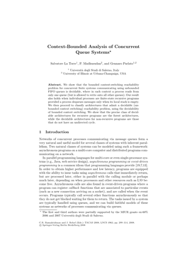 Context-Bounded Analysis of Concurrent Queue Systems*