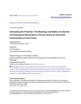 The Meanings and Myths of Collective Civil Resistance Movements in African American and Polish Postresistance Prose Fiction
