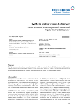 Synthetic Studies Towards Bottromycin