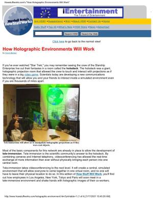 Howstuffworks.Com's "How Holographic Environments Will Work"