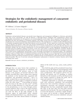 Strategies for the Endodontic Management of Concurrent Endodontic and Periodontal Diseases